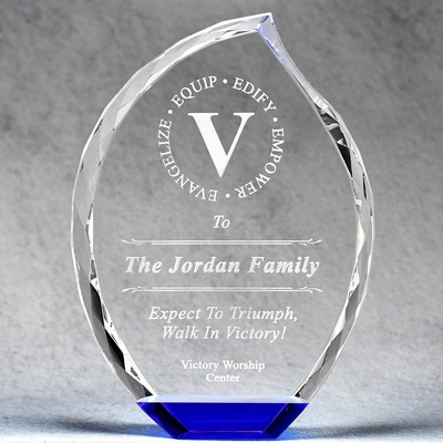 Multi-Faceted Crystal Flame With Blue Base - 9.5"